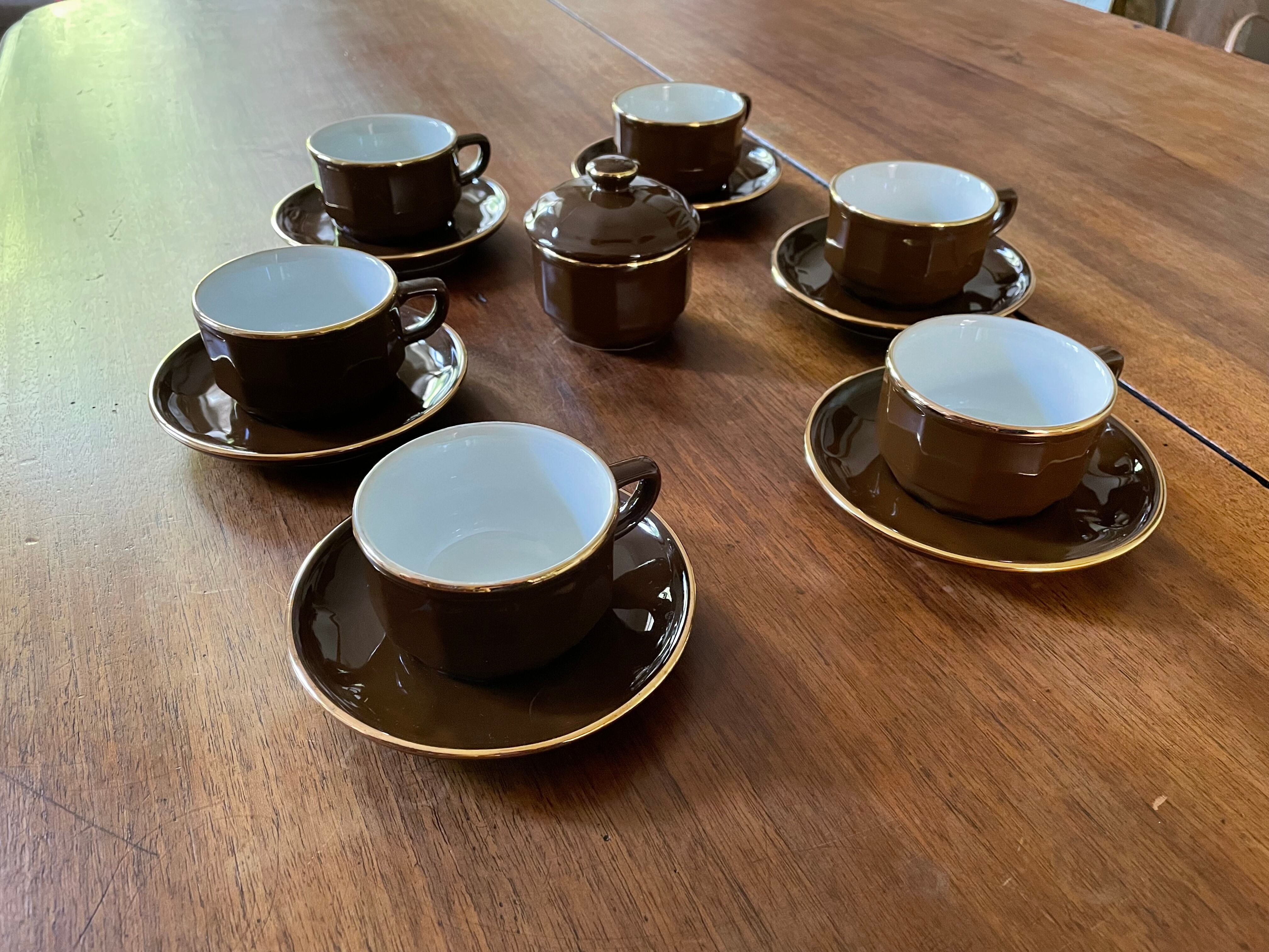 Coffee cups and sugar bowl Cappuccino Yves Déshoulières