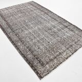 Gray & black floral turkish vintage rug
