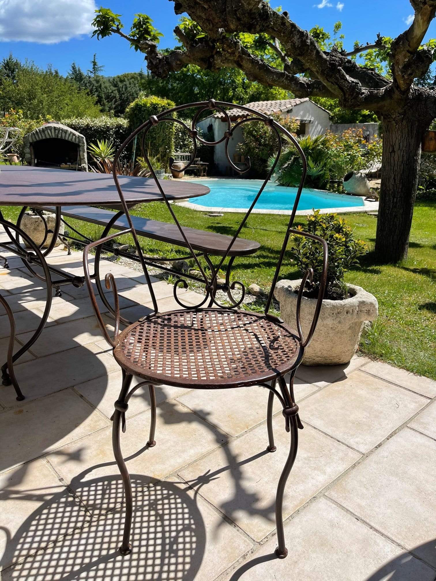 Handcrafted wrought iron garden chair