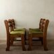 Brutalist Oak Razorback Dining Chairs with Green Velvet, 1970s, Set of 4