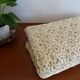Ancien couvre lit au crochet beige fleurs 205 x 170 cm