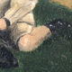 Tableau ancien "La fillette et le chien"
