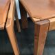 Set of 4 elm chairs and leather, 80s