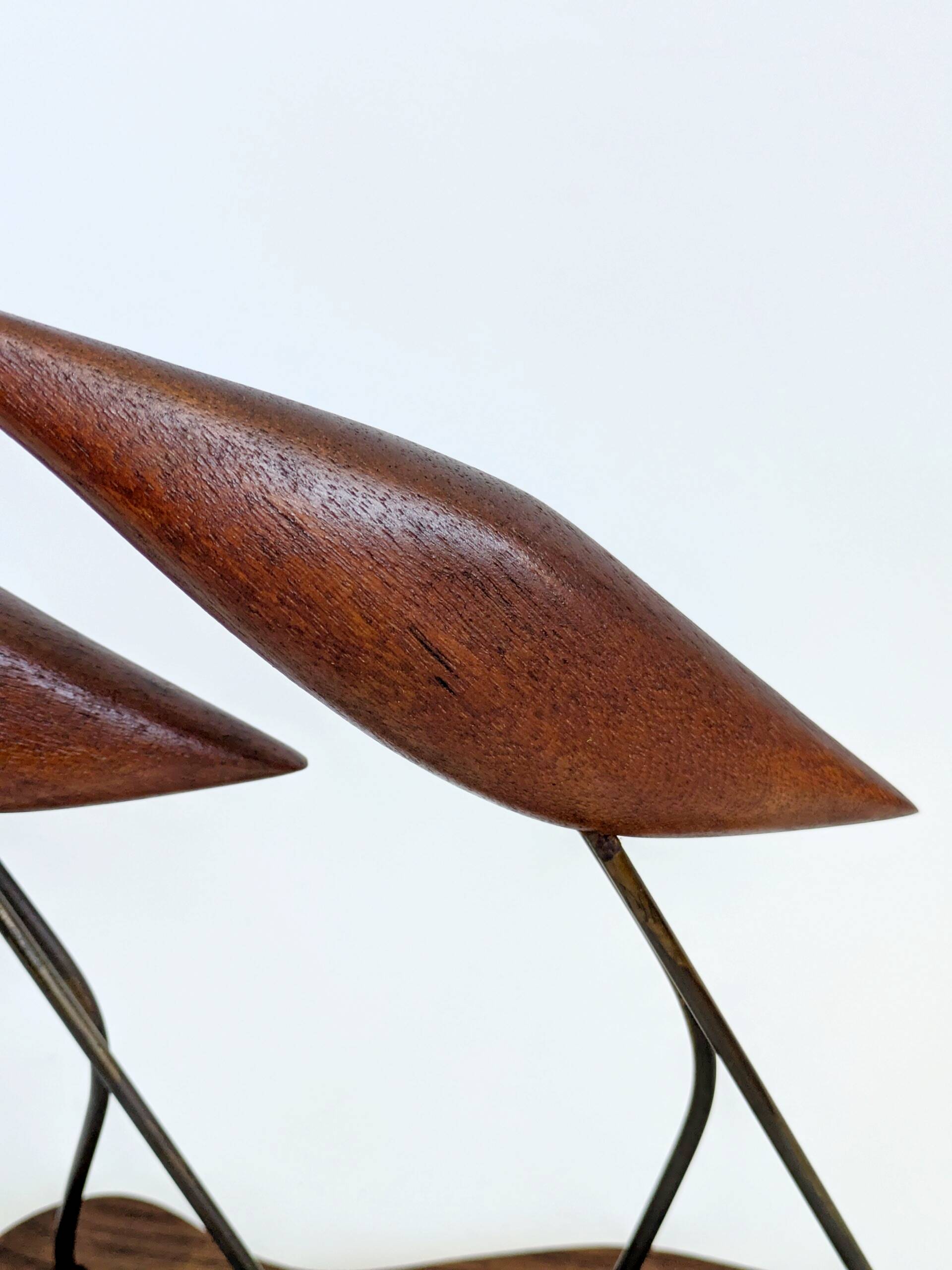 Scandinavian modernist sculpture cranes in teak.