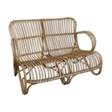 Vintage sofa Belse 8 rattan, 2 seater, Dutch Design, 1950