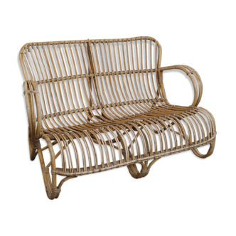 Vintage sofa Belse 8 rattan, 2 seater, Dutch Design, 1950