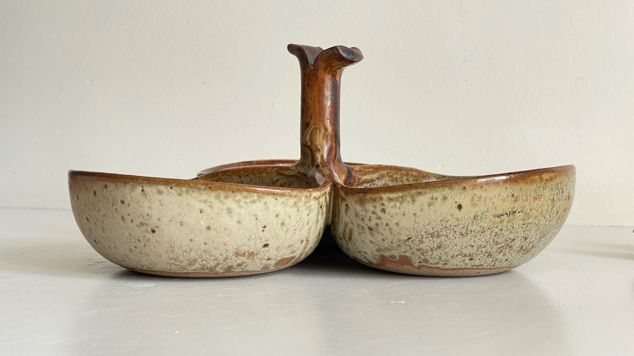 Vintage glazed stoneware appetizer dish