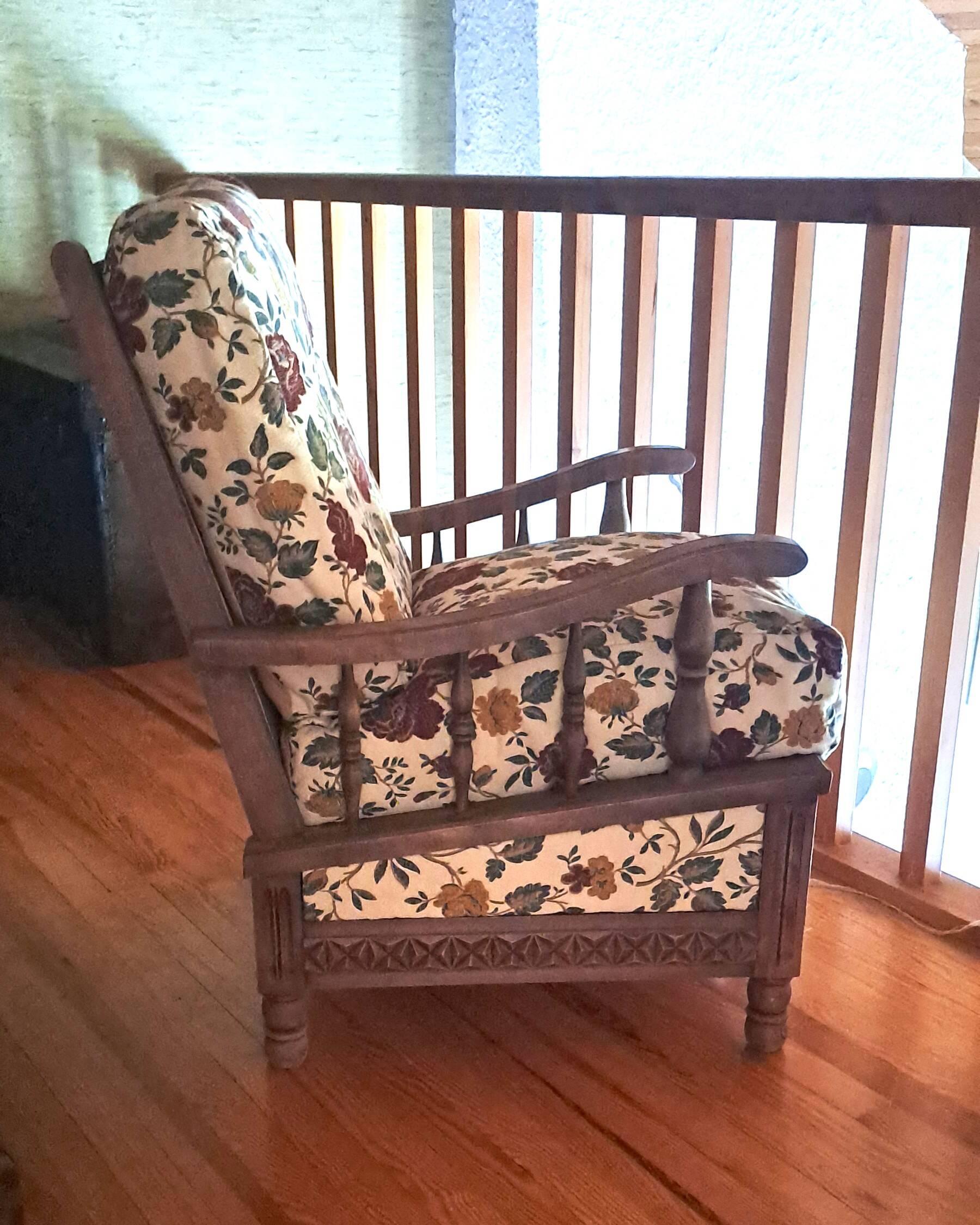 Fabric and wood armchair, comfort, relax, 1950s