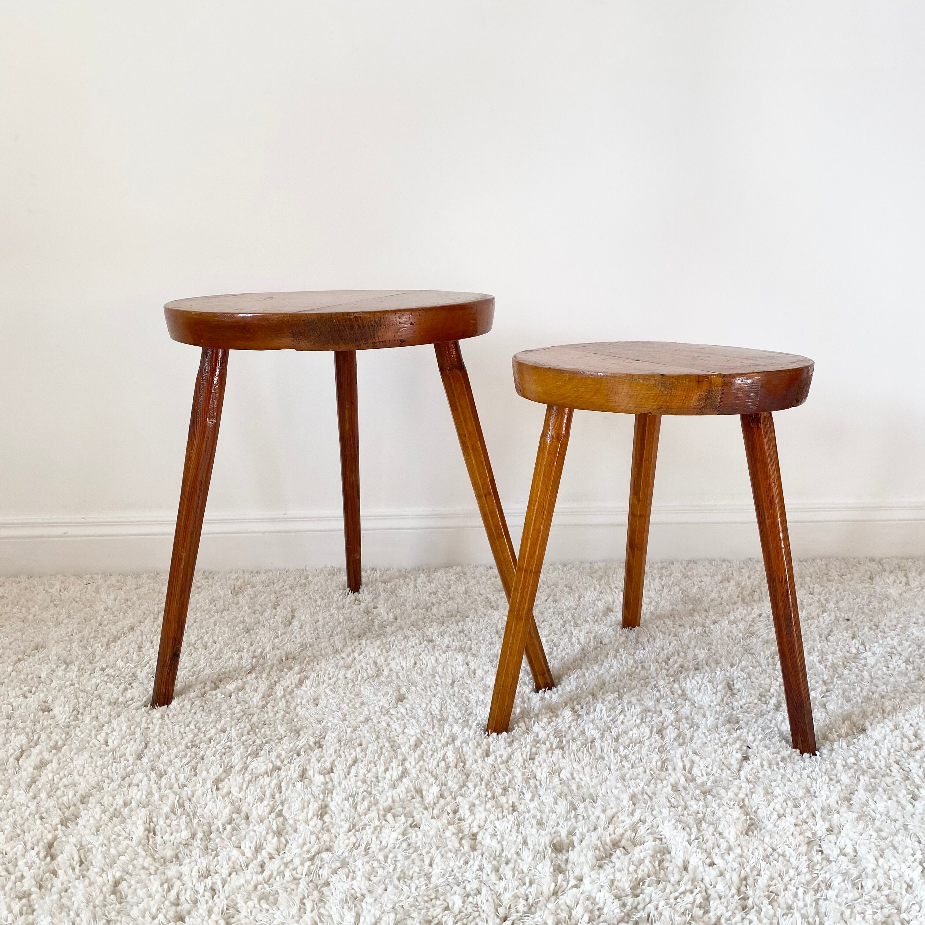 Duo of brutalist stools