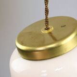 Mid-Century Italian Opaline and Brass Pendant Lamp