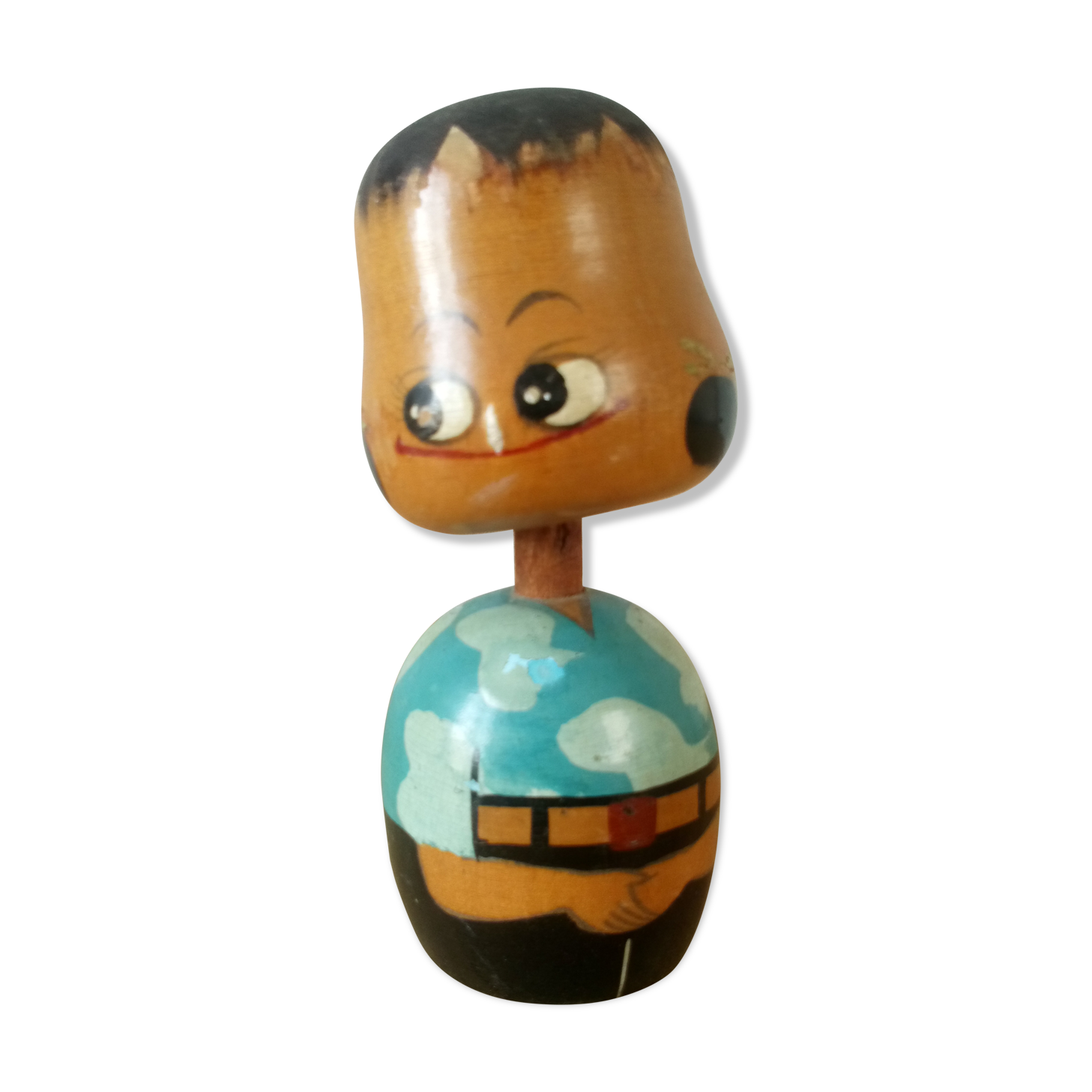 Doll wooden head on spring 1950