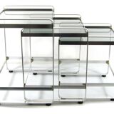 3 Seventies aluminium glass nesting tables