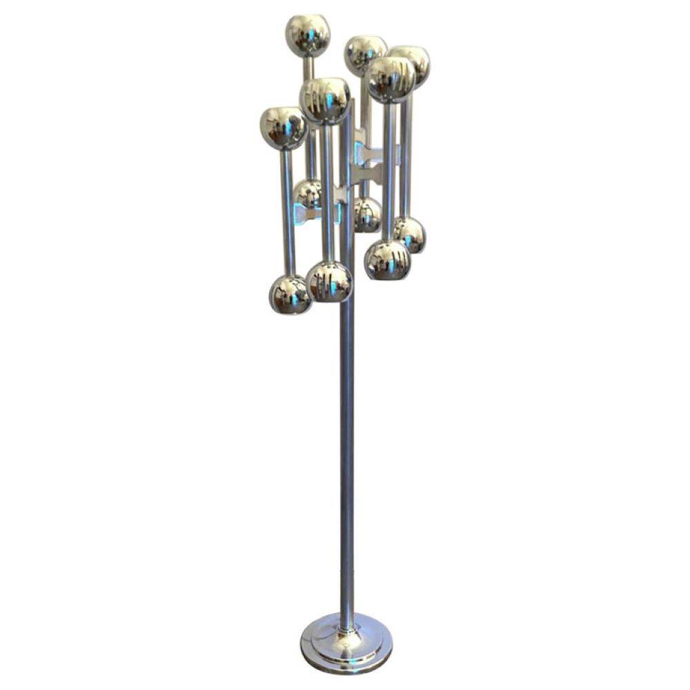 Lampadaire Space Age chromé, Italie 1970