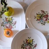 Flat faience of Lunéville China Keller & Guerin 1889 "Chaillot of Vercor" decoration in engraving enhanced drawing flowers