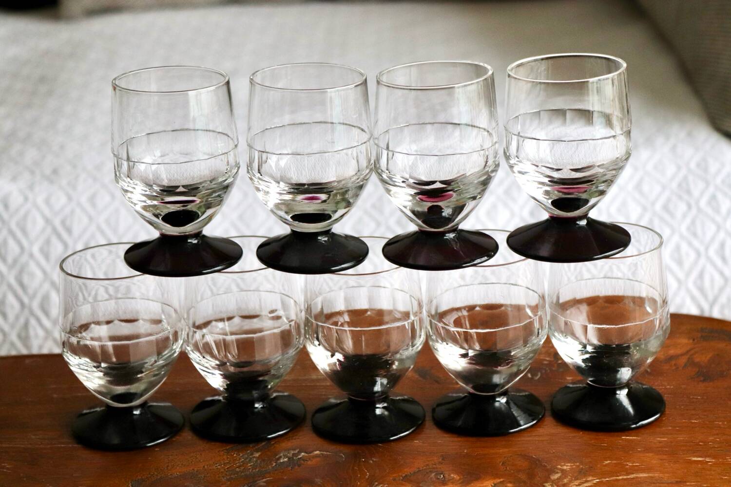 Set of 8 antique cut glass goblets