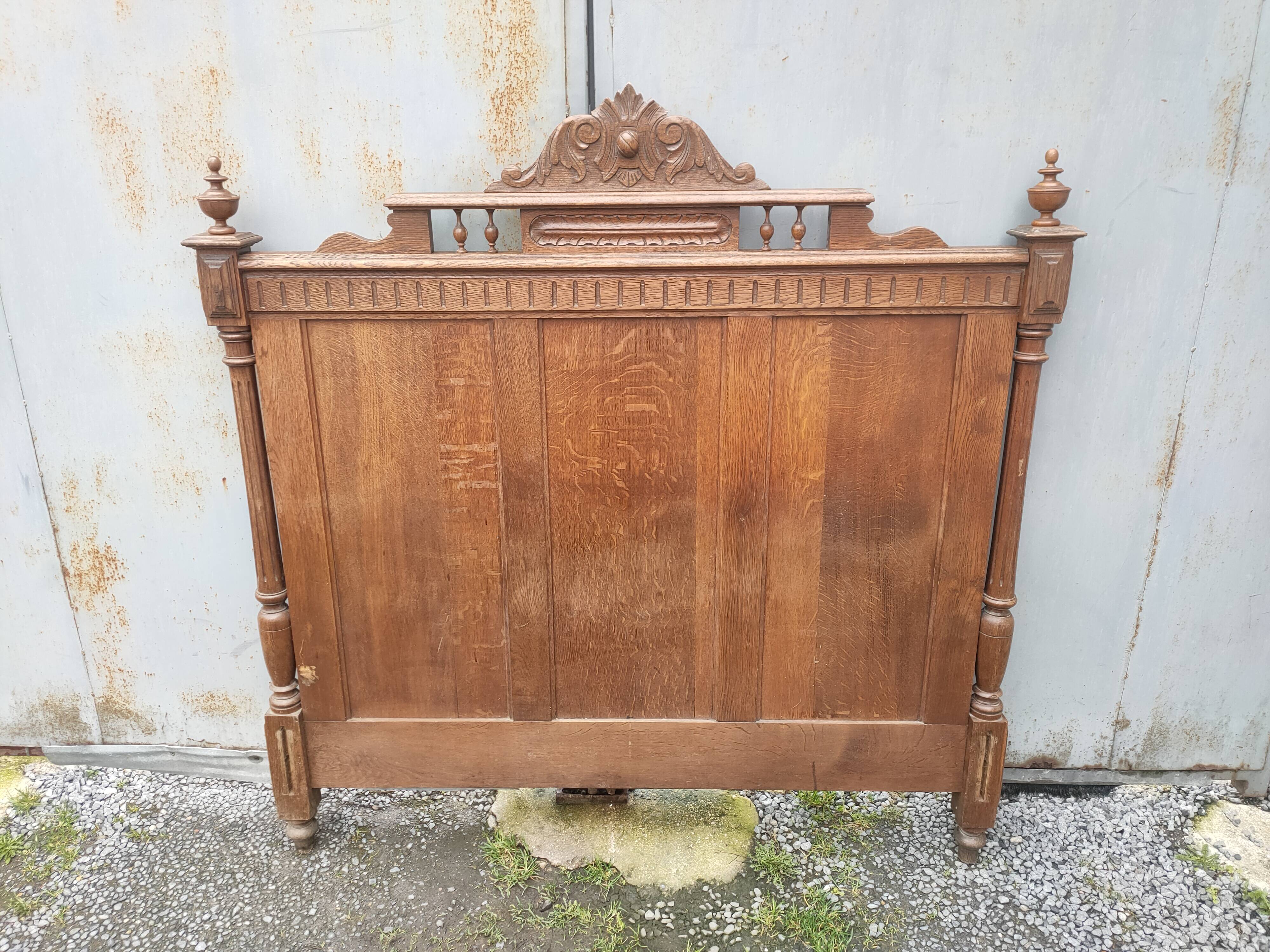 antique solid oak headboard