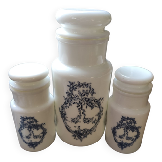 Set of 3 opraline apothecary pots