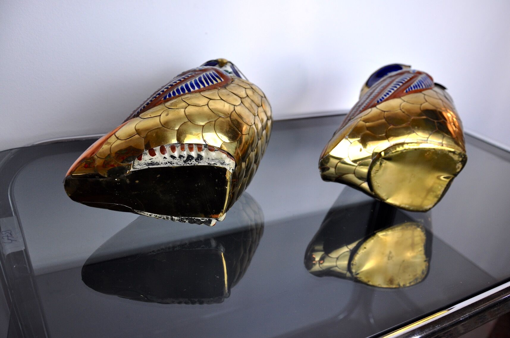 Pair of brass owls Serre livres, Italy, 1970