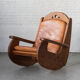 Brutalist rocking chair in pine wood and cognac leather, 1970’s