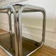 Rolling serving cart in chromed steel and smoked glass, 70s design