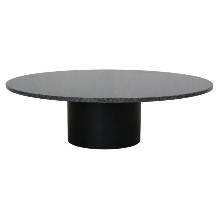 Mid-century  granite stone round coffee table, 1970's italy