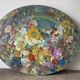 Huile sur toile ovale « Fleurs »