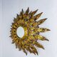 Sunburst wall mirror light – gilt metal, France 1960s