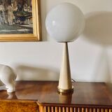 Conic parchment and brass table lamp, France 1960