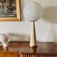 Conic parchment and brass table lamp, France 1960