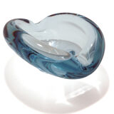 Cendrier en verre bleu Holmgaard signé