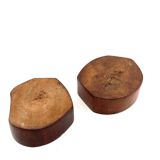 Organic modern set of 2 wood ashtrays, France 1970s