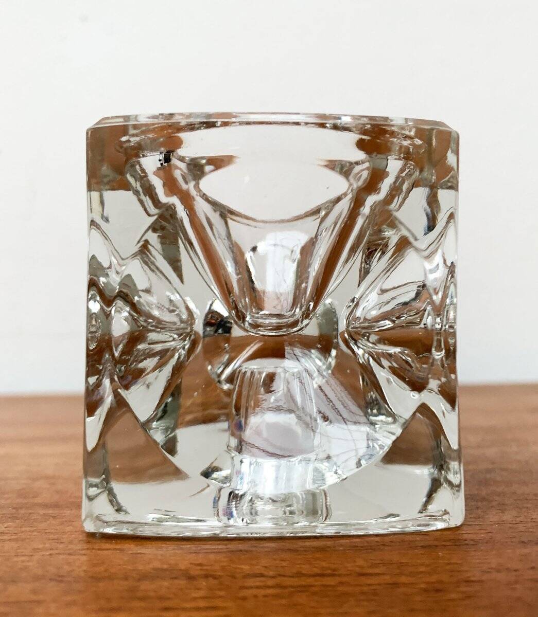 German glass cube ice candle holder by Peill & Putzler, 1970s.