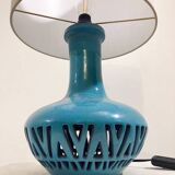 Mid-Century Blue Ceramic Table Lamp