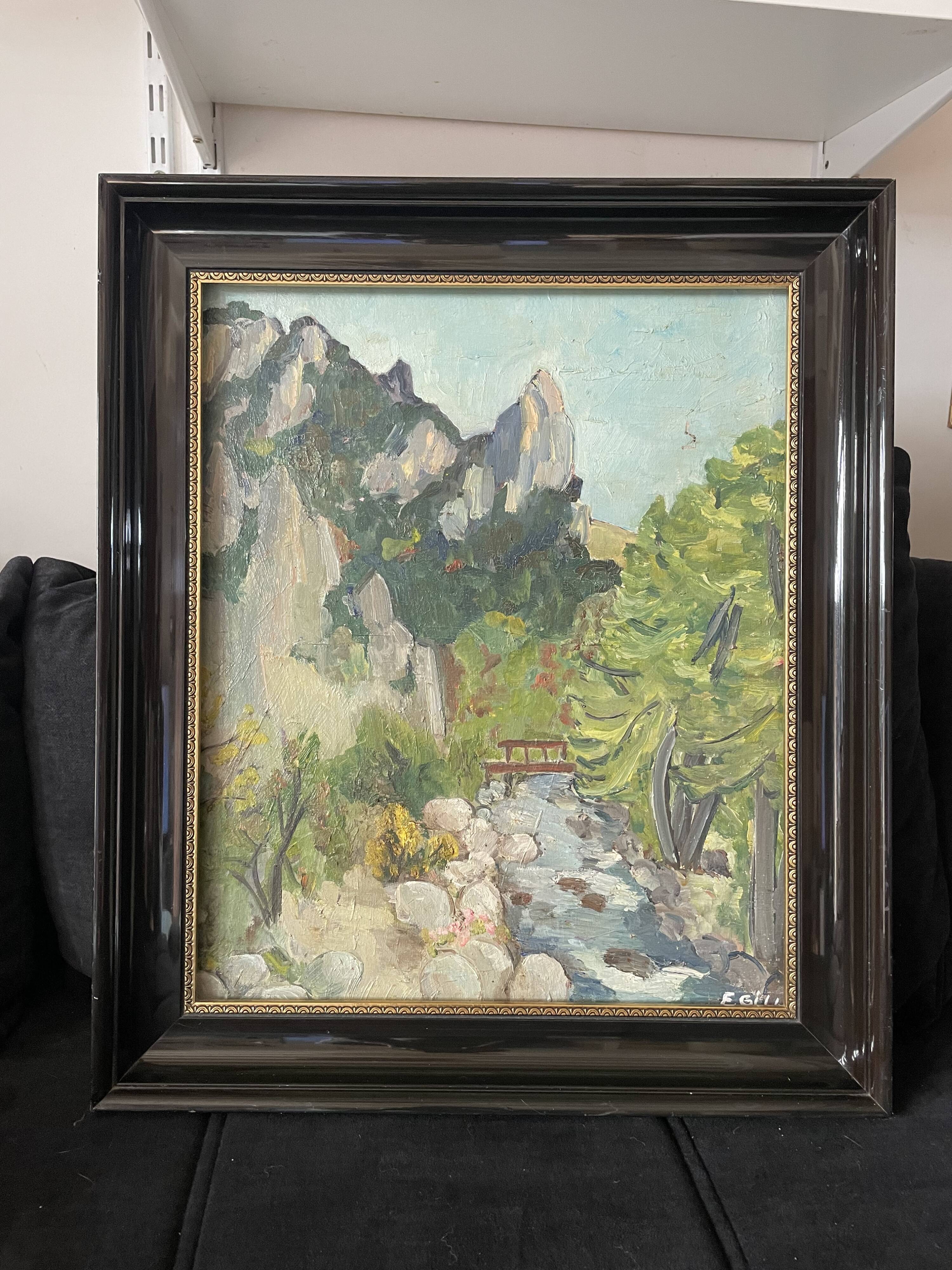 Paysage à l’huile post-impressionniste signé F. Gill