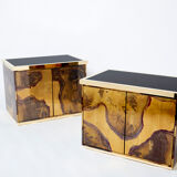 Pair of brass cabinets oxidized 1970