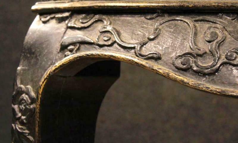 China 19th century console half moon black wood.