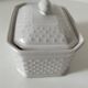 Small white porcelain terrine Geneviève Lethu – graphic relief
