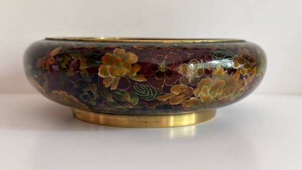 Coupe en émaux cloisonnés sur support bois amovible