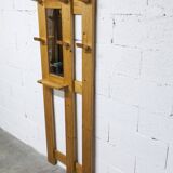 Wall-mounted coat rack, mountain style, pine, honey colour, 1970.