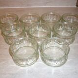 9 ramekins in vintage pressed and molded glass