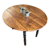 Round black solid oak flap table
