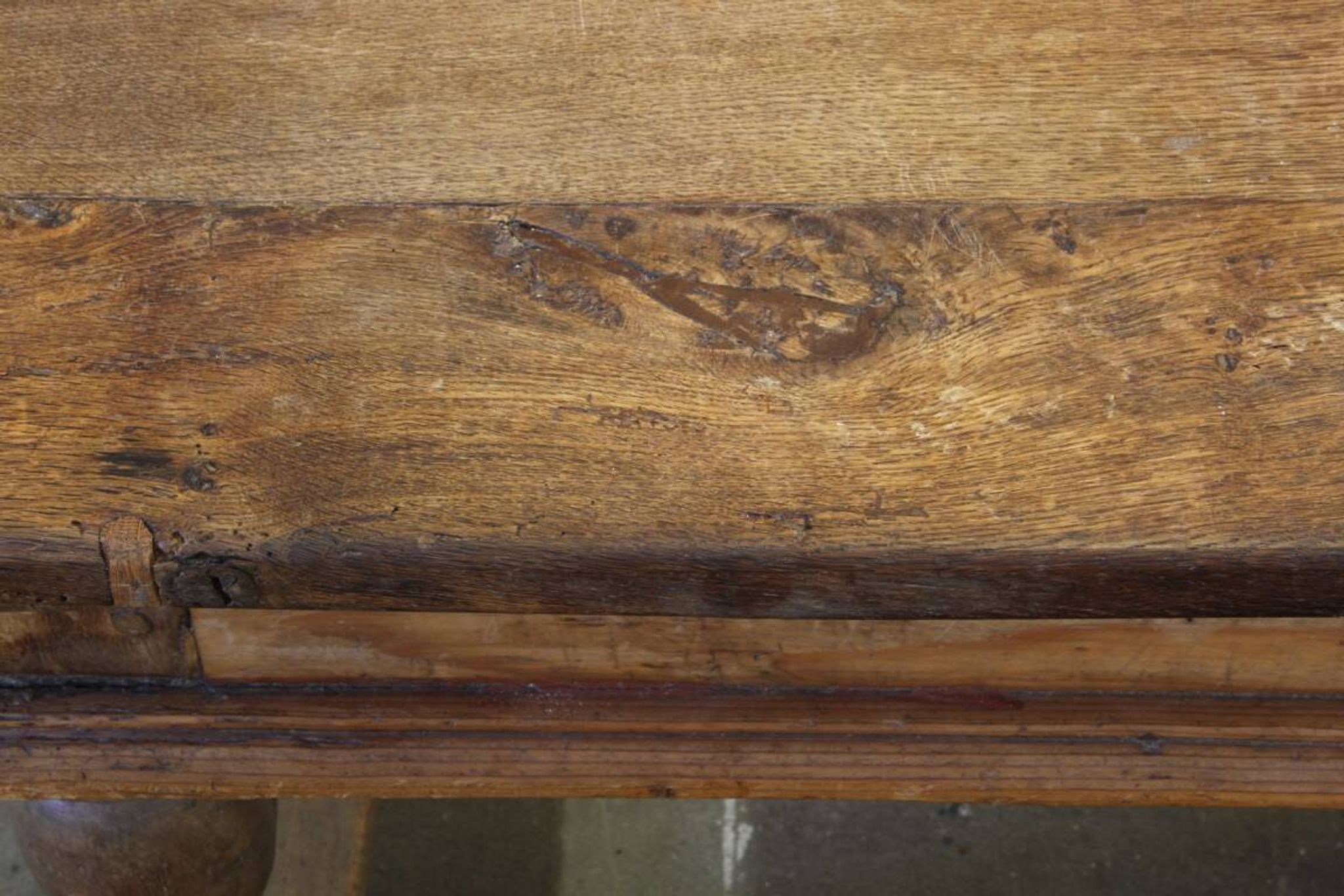 Baroque antique Nordic provincial oak table 1800s rustic farmhouse, rich patina
