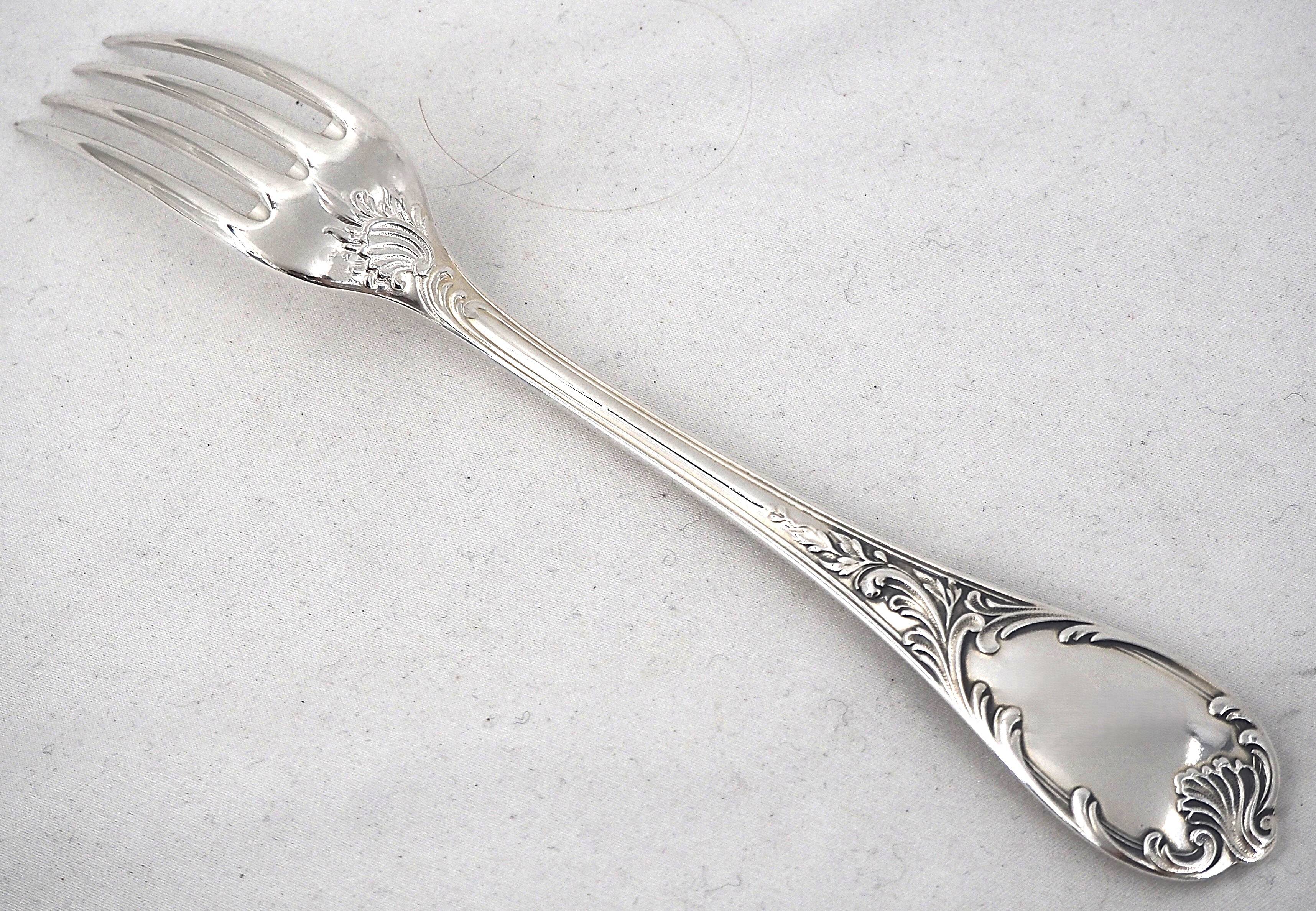 Christofle Marly, 6 table forks, 21.5 cm, in silver-plated metal.