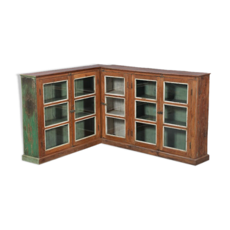 Buffet vaisselier d'angle bois viieux teck
