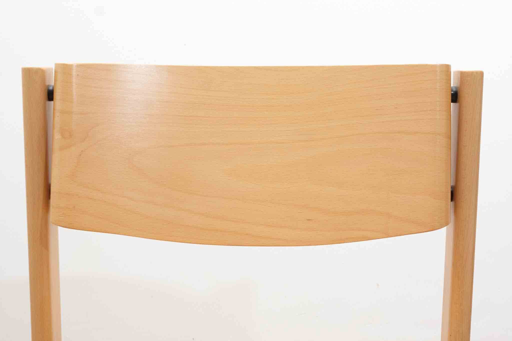 70s bentwood stacking chair in beech stain