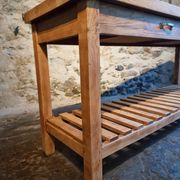 Old French baker's table – kitchen island / work table in solid chestnut with drawers.