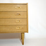 Scandinavian chest of drawers in light wood, 1970s.