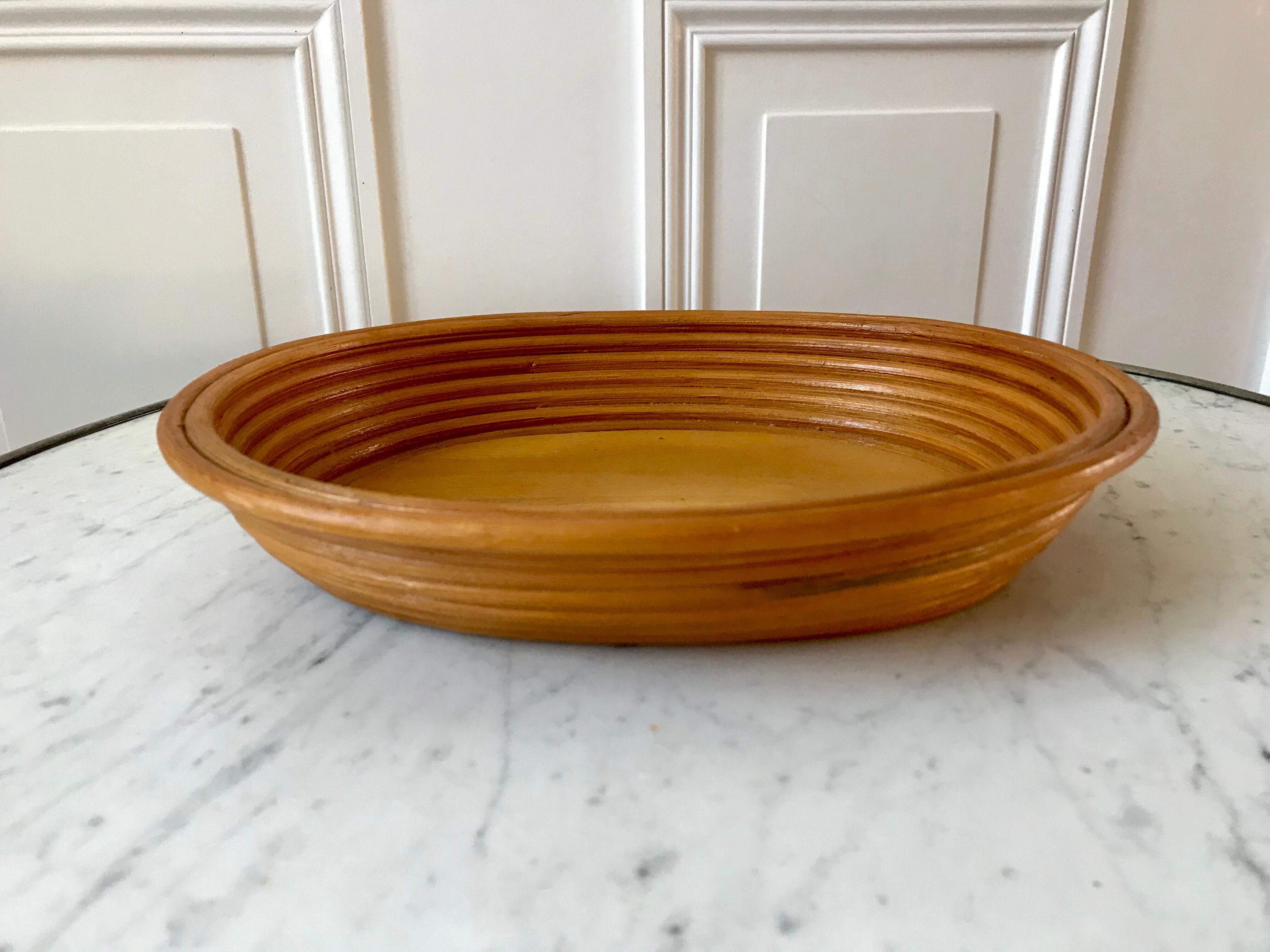 Rattan basket and wood 70s