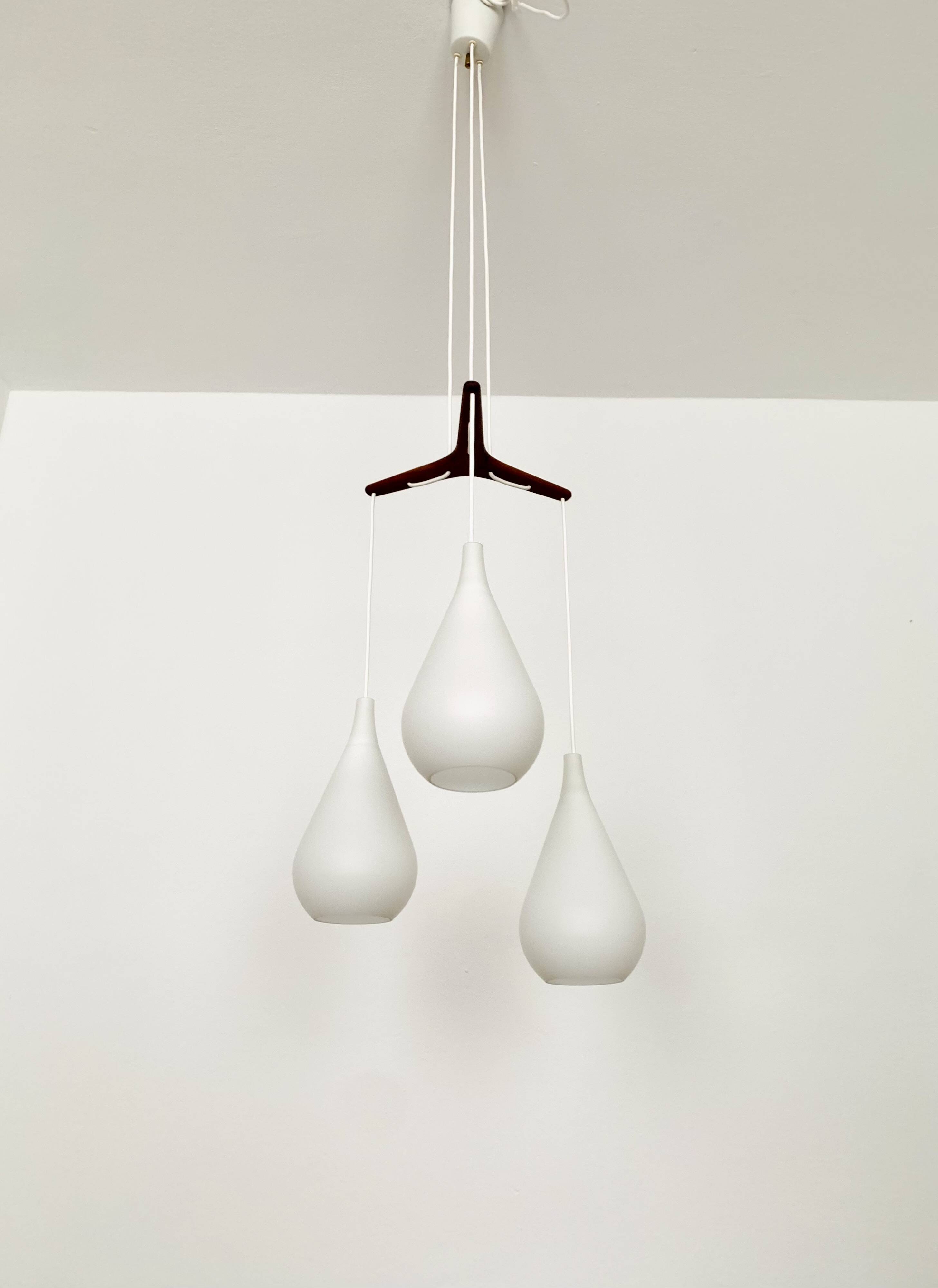 Opaline and Teak Cascading Lamp by Nordisk Solar
