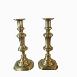 Pair of brass candlesticks from the 19th century.